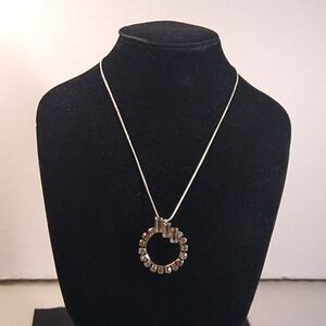Vintage Marianne Rhinestone Circle Brooch/Pendant w/ 925 Silver Necklace